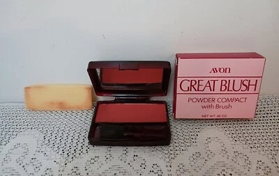Polvo rojo quemado compacto Avon Great Blush con cepillo 0,40 oz. Nuevo de Lote Antiguo En Caja Foto 1 de 4
