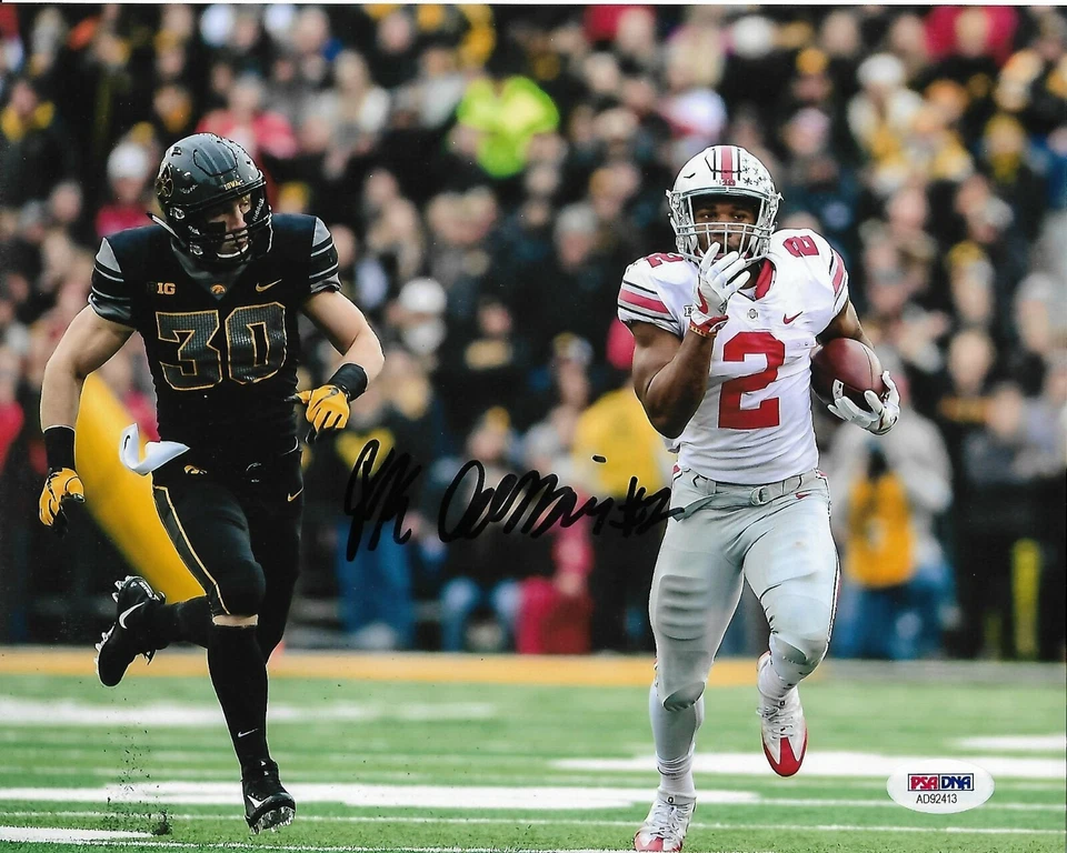 JK DOBBINS SIGNED AUTOGRAPHED OHIO STATE BUCKEYES FOOTBALL 8X10 PHOTO PSA/DNA B - Image 1 of 2