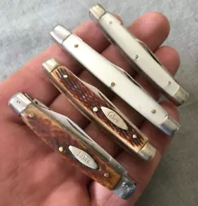 Vintage Sabre Japan Pocket Knife - Lot Of 4 - Small 2 And 3 Blade - Some Damage - Picture 1 of 16