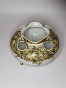 Unusual Rare Noritake Floral Vase Vintage Ceramic Japanese Footed - Picture 1 of 8