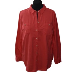 Camisa Old Navy Para Mujer XL Coral Sarga Manga Larga 100% Algodón Botón Frontal - Imagen 1 de 8