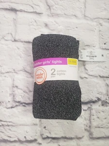 2 pares de medias de algodón plateadas y negras Wonder Nation para niñas pequeñas 18-36 meses - Imagen 1 de 3