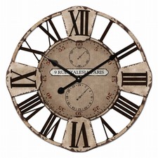 60cm New Cafe Home Decor French Provincial Country Rustic Large Metal Wall Clock