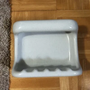 Vintage 60's Blue Ceramic Soap Dish cloth  Holder Bathroom Tile Wall Mount USA - Picture 1 of 5