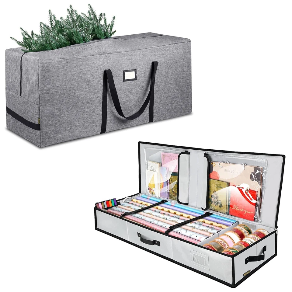 7.5 ft Christmas Tree Storage Bag+ Christmas Wrapping Paper Storage Organizer - Image 1 of 4