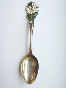 Baker Manchester Sterling Spoon Daisy Enamel Five O'Clock Tea 5 1/4" 14.91 grams - Picture 1 of 7