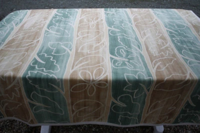 Nappe N°16 carrée en coton épais avec motifs marron beige vert  155 x 155 cm - Photo 1/4