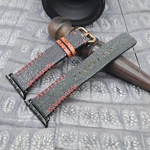 Poliertes Stachelrochenleder Uhrenarmband für Apple Watch Größe 42/44/45mm - Bild 1 von 9