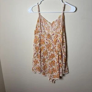 Victorias Secret Womens Floral Lace Romper orange pink large - Picture 1 of 8