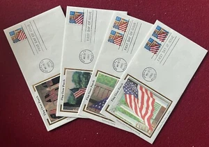 US Flag Over Porch 4 Colorano Silk FDCs a Real Treasure - Picture 1 of 1