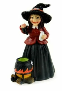 Miniature Witch with a Cauldron, 3" Halloween Witch Figurine, Fall Fairy Garden - Picture 1 of 1