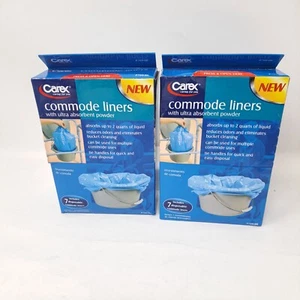 2 Carex Commode Liners, 14 Liners Fits Most Commodes with Ultra Absorbent Powder - Picture 1 of 9