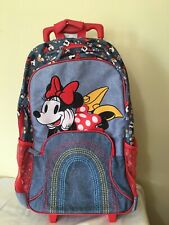 NWT Disney Store Minnie Mouse Rolling Backpack Luggage/Carry-On Suitcase school 