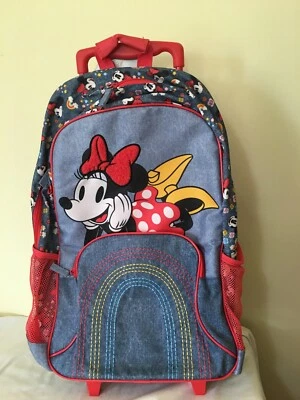 NWT Disney Store Minnie Mouse Rolling Backpack Luggage/Carry-On Suitcase school  - Image 1 of 4