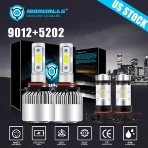 4PCS 9012 LED Headlights+ 5202/H16 Fog Light Bulbs for 2014 2015 GMC Sierra 1500 - Picture 1 of 12