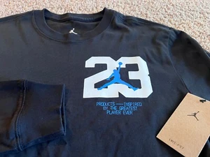 Nike Air Jordan black blue 23 GOAT long sleeved UNC Tar Heels DRI FIT t shirt M - Picture 1 of 5