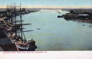SAVANNAH GA - Cartolina Savannah River West da Bull Street - udb (pre 1908) - Foto 1 di 2