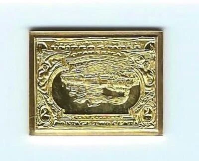 1901 Estados Unidos 2ȼ selo invertido pan-americano ouro 24 quilates sobre prata maciça - Imagem 1 de 2