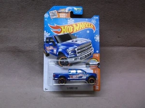 HOT WHEELS 2017 #141 BLUE 2015 15 FORD F-150 4X4 4 DOOR PICKUP TRUCK SNOWFLAKE - Picture 1 of 3