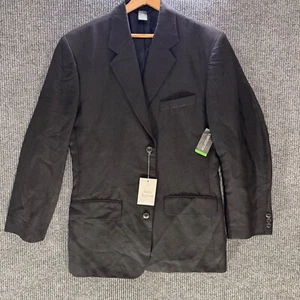 New Vintage Claiborne Linen Blend Blazer Mens 38R Black Italy Woven NWT Rare - Picture 1 of 11