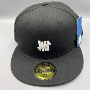 Undefeated Hat Men 7 1/2 Black Gray 59Fifty New Era Fitted Cap New - Picture 1 of 7