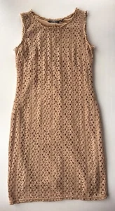 Women's Mlle Gabrielle Tan Crochet Bodycon Sheath Dress-Sz M - Picture 1 of 3