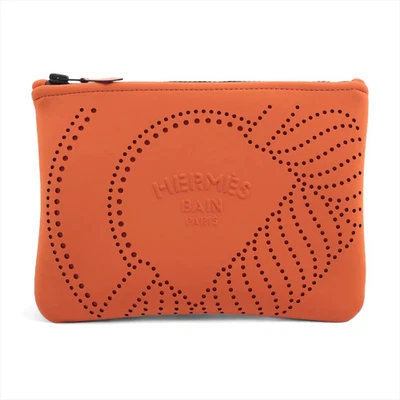 Bolsa de poliamida x elastano Hermès Neoban PM naranja accesorios de metal negro Foto 1 de 4