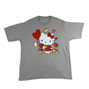 Sanrio Unisex grau Hello Kitty Grafik T-Shirt mit Herzen & Äpfeln - Bild 1 von 5