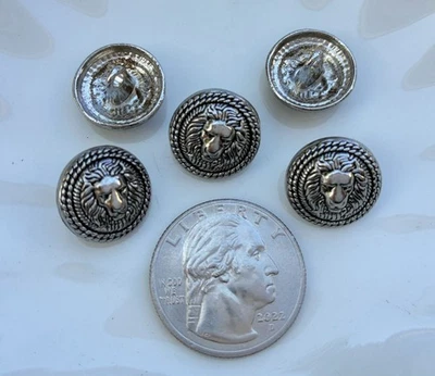 10PC Antiqued Silver Lion Round Metal Buttons Sewing Button with Shank 15mm - Image 1 of 2