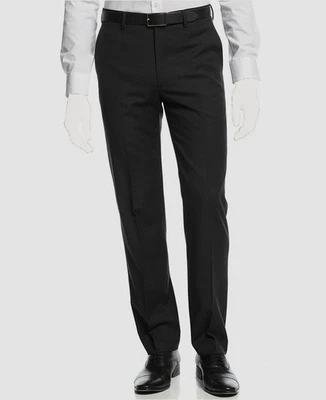 $200 Bloomingdales men Black Wool Slim-Fit Front-Flat Suit Dress Pants 35 W 40 L - Image 1 of 4