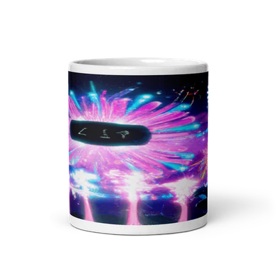 Neon Fireworks Virtual Reality New Year's Eve 11oz Ceramic Mug - Image 1 of 3