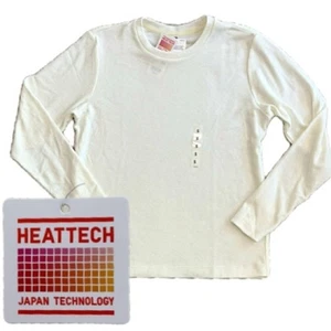 Camiseta Uniqlo Heattech polar cuello redondo manga larga para mujer talla pequeña blanco roto - Imagen 1 de 8