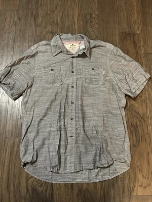 Camisa Corta Woolrich Hombres XL Franela Abotonada Gris 100% Algodón Ligera Foto 1 de 4