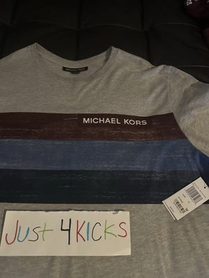Nueva Camiseta Michael Kors Para Hombre Gris Jaspeado Rayas Talla XL NUEVA CON ETIQUETAS Foto 1 de 3