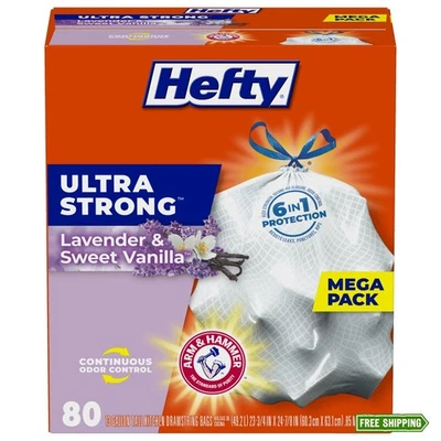 Bolsas de basura de cocina fuertes ultra fuertes de 13G de alto, 80 unidades, aroma a lavanda Foto 1 de 4