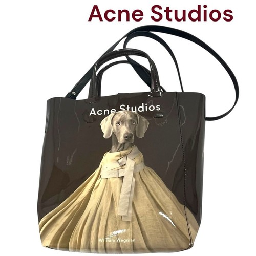 Borsa a mano ACNE STUDIOS x William Wegman motivo cane borsa a tracolla marrone brevettato
