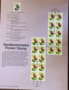 USPS Souvenir Page 2519A 2520A F Nondemominated Flower Stamp 2 Booklet Pane 10 - Picture 1 of 1