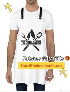 The Grill Father Chef Apron BBQ Chef Party Gift Fathers Day Dad Daddy Cookout - Picture 1 of 3