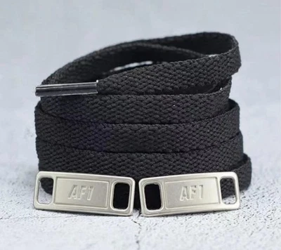 Black Shoe Laces / Air Force 1 Laces With Metal Tags / Nike / Unisex / AF1 Laces - Image 1 of 4