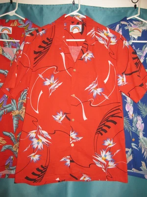 Camisa De Colección Paradise Found Roja Estampado BOP Original Algodón Aloha Grande Foto 1 de 3