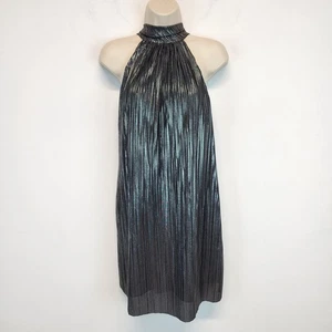 Lavendelbraun Neckholder Minikleid Gr. XS Metallic Schwarz Gefüttert Party Urlaub Glam - Bild 1 von 11