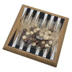 Puzzle gioco backgammon in legno naturale bambù Zummy - formato viaggio - Foto 1 di 2