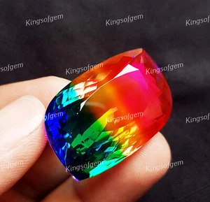 82 Ct Doublet Glass Stone Multi Color Tourmaline Fancy Cut Stone Loose Gemstone - Picture 1 of 6