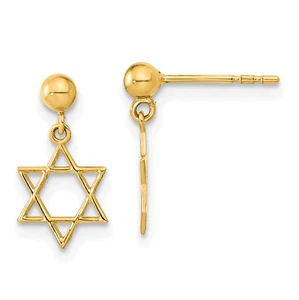 Avariah 14K Gelbgold polierter Davidstern Pfosten hängende Ohrringe - 13,75 mm - Bild 1 von 5