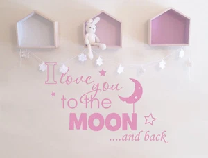 Pegatina de pared I love you to the moon and back | Pegatina de arte de pared infantil - Imagen 1 de 6
