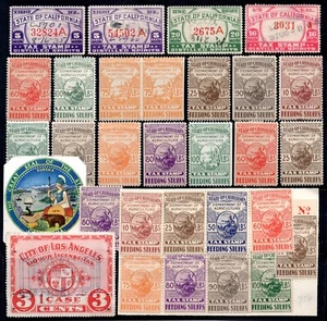 US 1900-1930 COLLECTION OF 87 CALIFORNIA DEPT. OF AGRICULTURE REVENUE TAX STAMPS - Picture 1 of 4