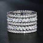 925 Silver Filled Women Wedding Rings Luxury Cubic Zirconia Jewelry Size 6-10