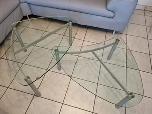 Rolf Benz 8250 2er Couchtisch-Ensemble, Kristallglasplatte, Edelstahlfüße - Bild 1 von 4