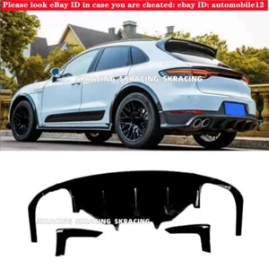 Alerón labial difusor parachoques trasero negro brillante para Porsche Macan 2014-2020 3X - Imagen 1 de 5