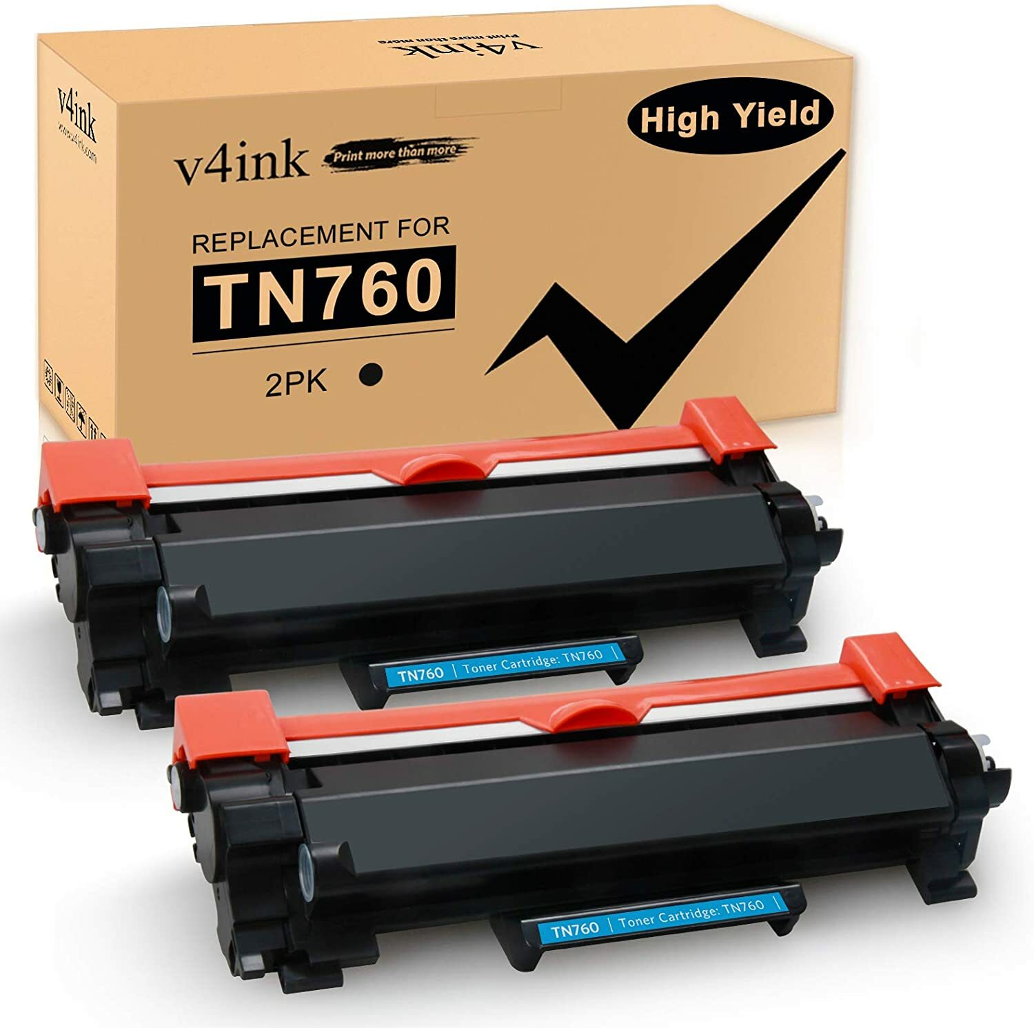 2PK V4ink Compatible Brother TN760 